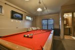 Game room with attached bathroom